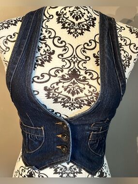 Highway Jeans Denim Vest – Size M – Y2K Cropped Racerback Vest